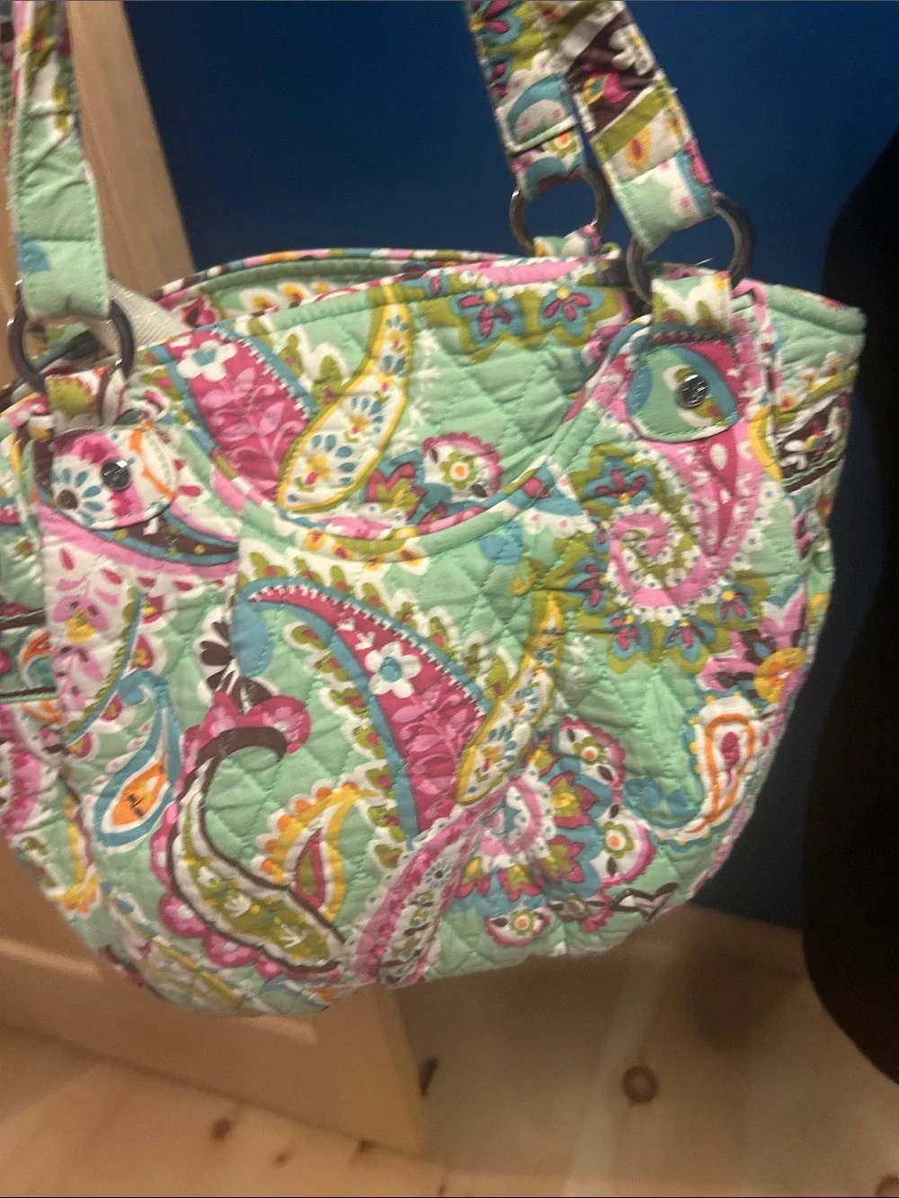 Vera Bradley Tutti Fruti Glenna Paisley Tote Bag in Mint & Pink